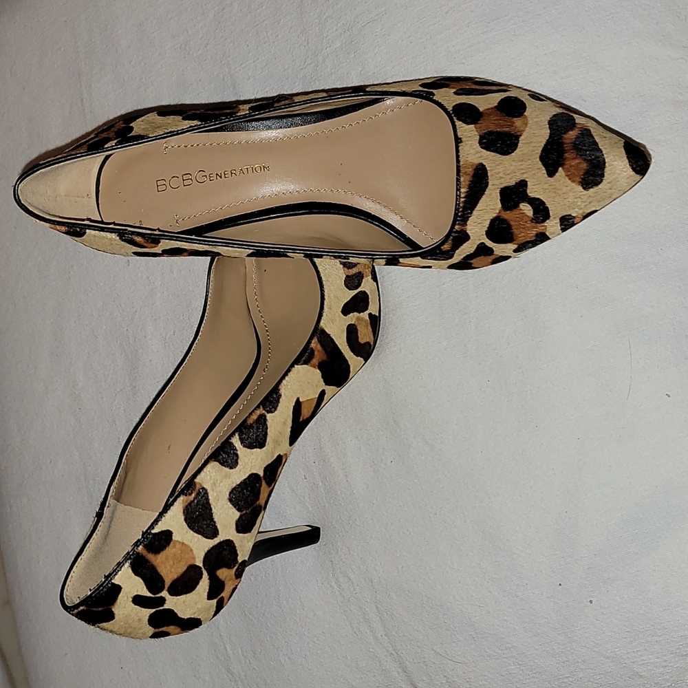BCBGeneration leopard print heels, size 6